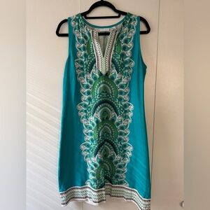 New York & Company Teal and Green Dress
